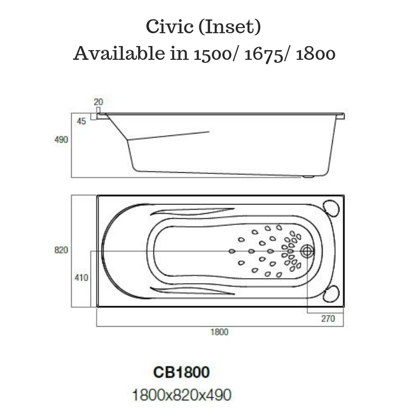 Inset Bath tub - Civic