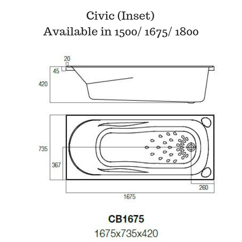 Inset Bath tub - Civic