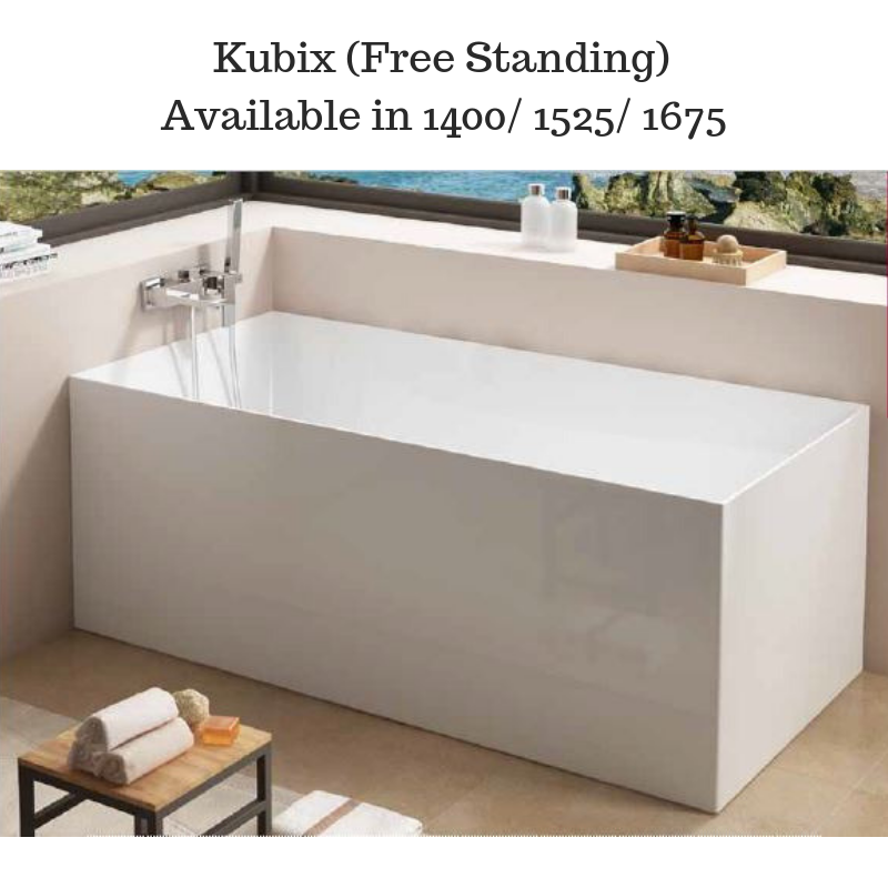 Kubix Rectangular shape Bath tub with straight edges Freestanding Bath tub
