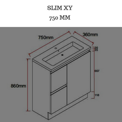 Slim XY 750mm Bathroom Vanity Freestanding