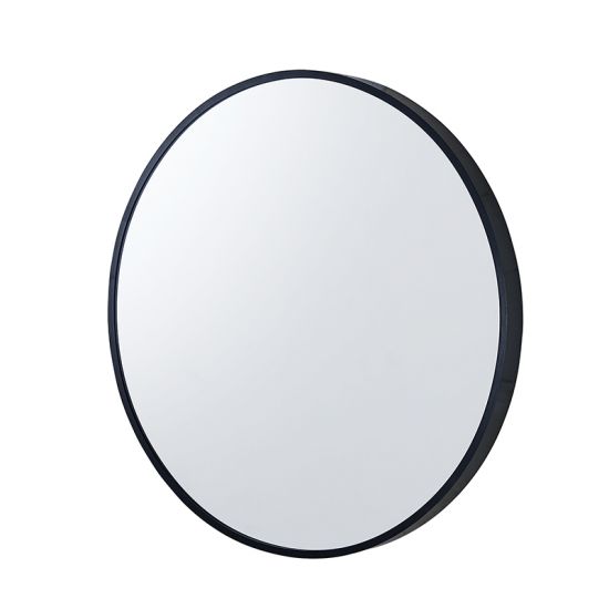800x800x40mm Black Aluminum Framed Round Bathroom Wall Mirror with Brackets