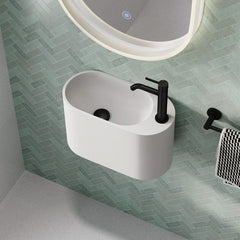 Ari Cast Stone Wall Basin, 1 Tap Hole