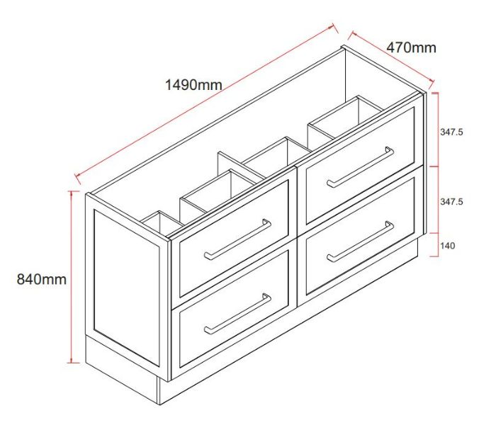 Lily 1500mm Hampton Shaker Style Freestanding Double Basin Bathroom Vanity