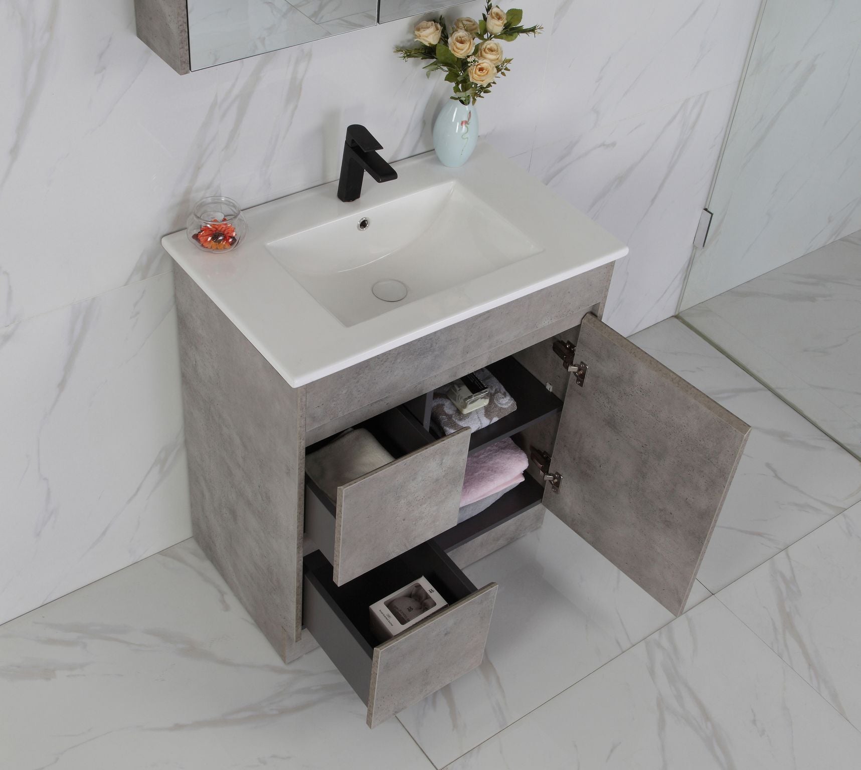 LOLA 750mm Concrete Colour Freestanding Bathroom Vanity