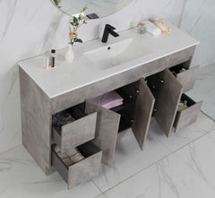 LOLA 1500mm Concrete Colour Freestanding Bathroom Vanity - Double Basin