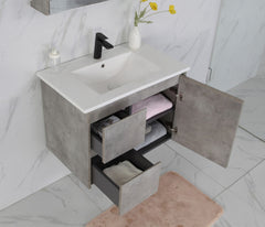 LOLA 750mm Concrete Colour Wall Hung Bathroom Vanity