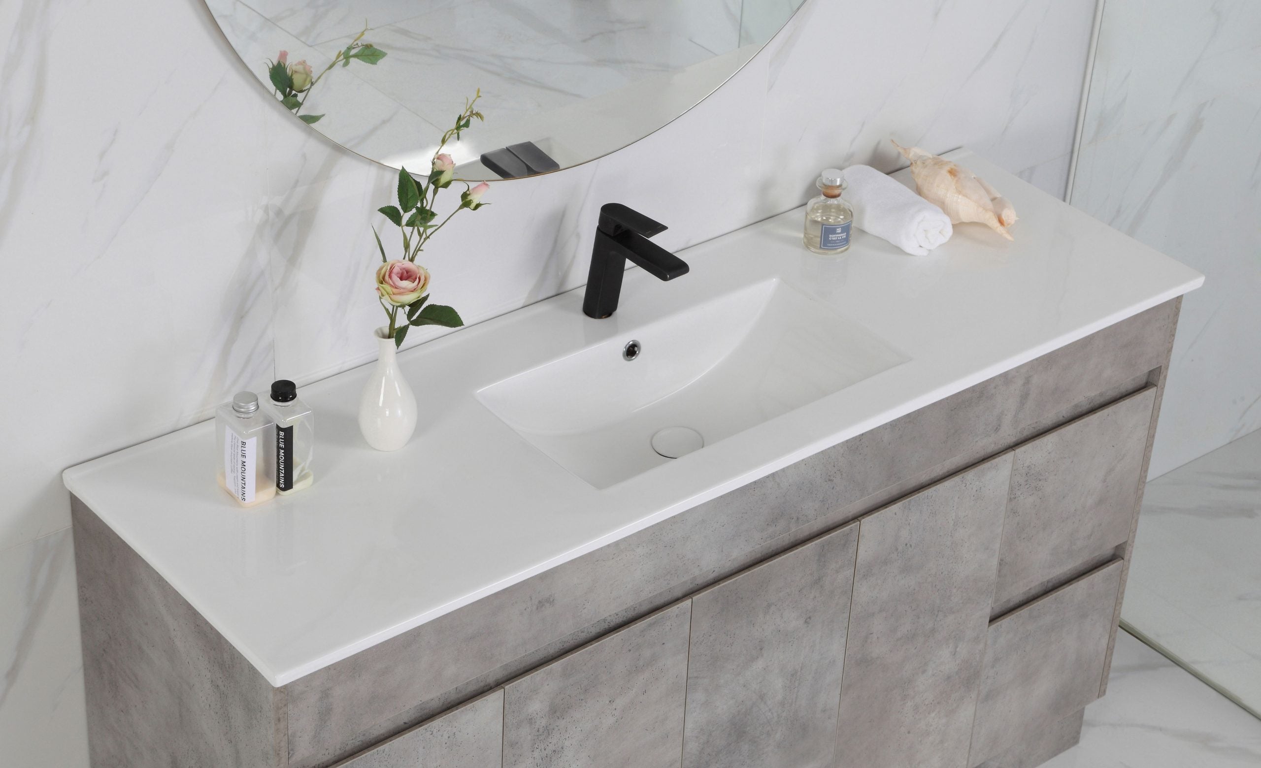 LOLA 1500mm Concrete Colour Freestanding Bathroom Vanity - Double Basin
