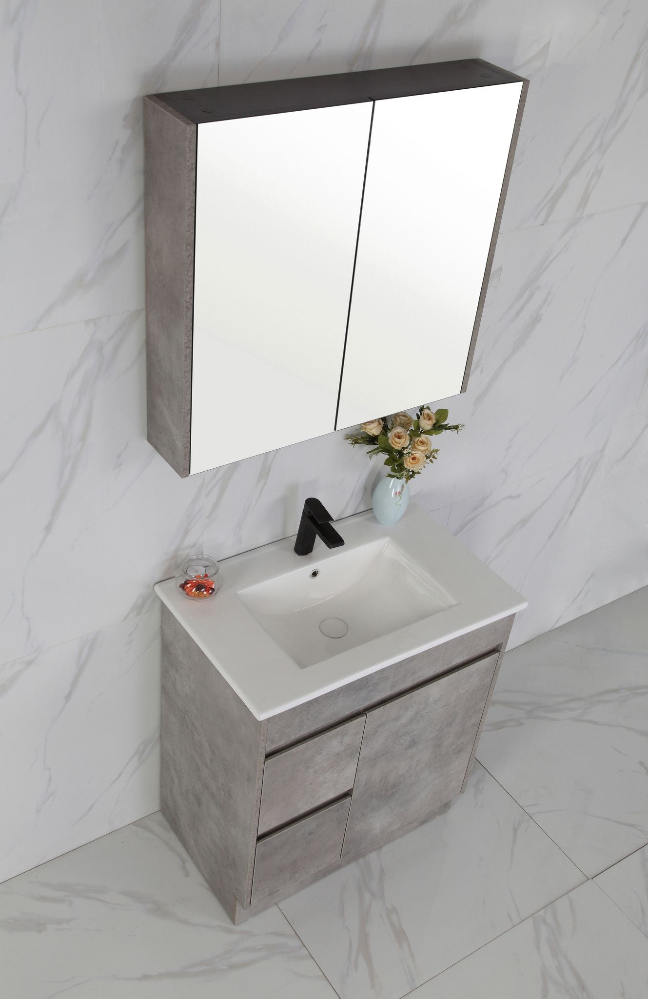 LOLA 750mm Concrete Colour Freestanding Bathroom Vanity