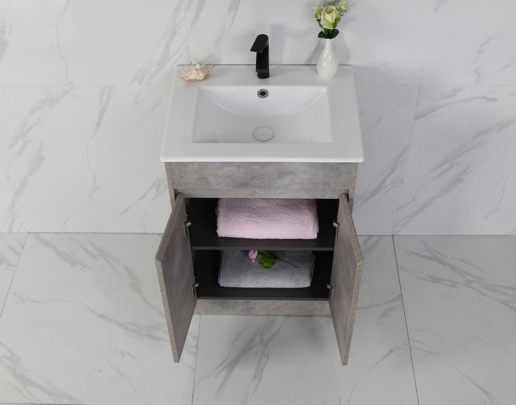LOLA 600mm Concrete Colour Freestanding Bathroom Vanity