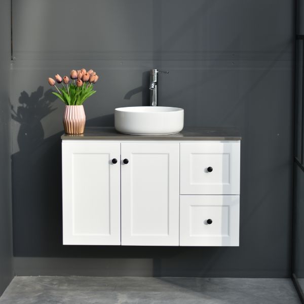 George Wall Hung 900mm Hampton Shaker Style Bathroom Vanity