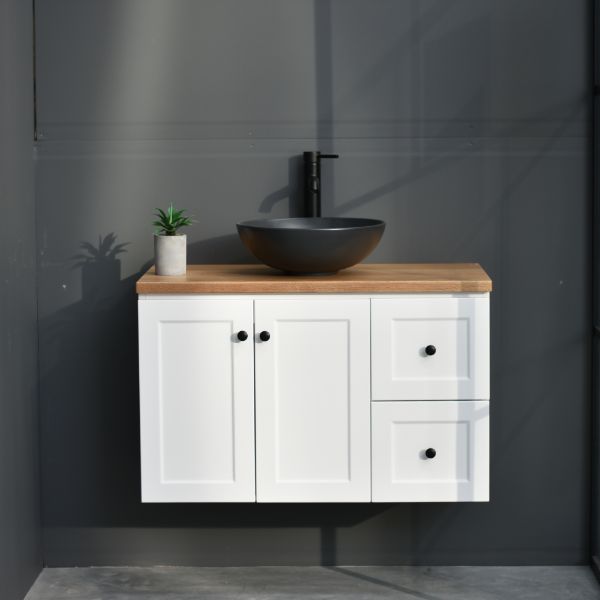 George Wall Hung 900mm Hampton Shaker Style Bathroom Vanity