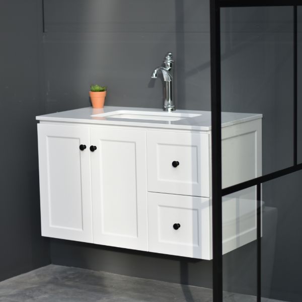 George Wall Hung 900mm Hampton Shaker Style Bathroom Vanity