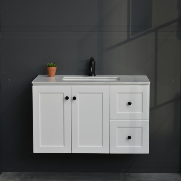 George Wall Hung 900mm Hampton Shaker Style Bathroom Vanity