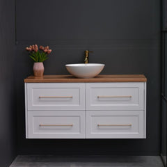 Lily Wall Hung 1200mm Hampton Shaker Style Bathroom Vanity