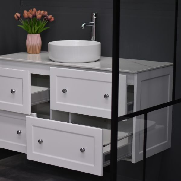 Lily Wall Hung 1200mm Hampton Shaker Style Bathroom Vanity