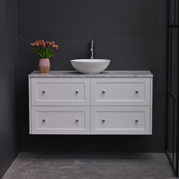 Lily Wall Hung 1200mm Hampton Shaker Style Bathroom Vanity