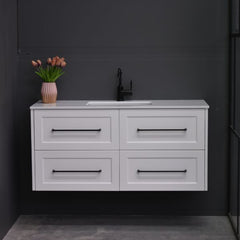 Lily Wall Hung 1200mm Hampton Shaker Style Bathroom Vanity
