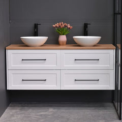 Lily Wall Hung 1500mmHampton Shaker Style Double Basin Bathroom Vanity