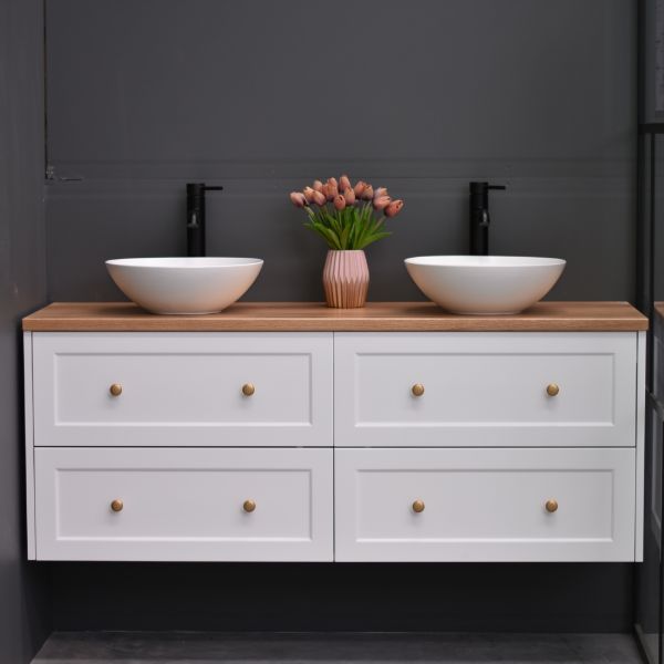 Lily Wall Hung 1500mmHampton Shaker Style Double Basin Bathroom Vanity