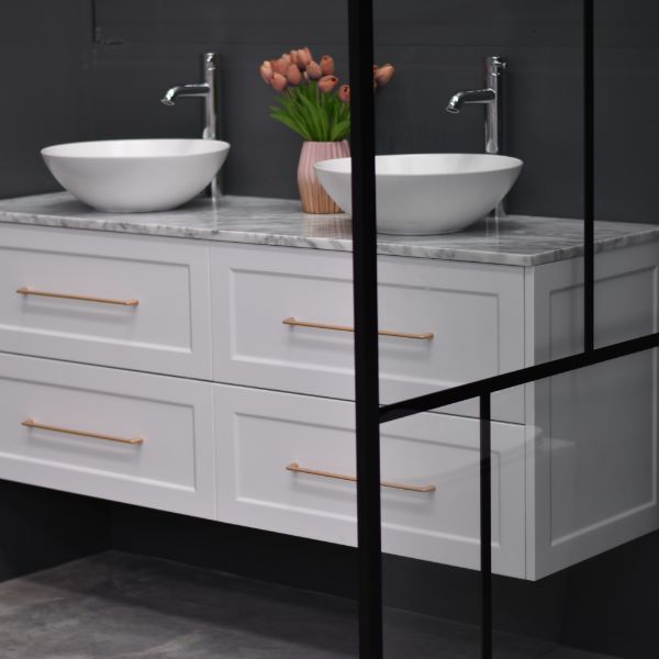 Lily Wall Hung 1500mmHampton Shaker Style Double Basin Bathroom Vanity