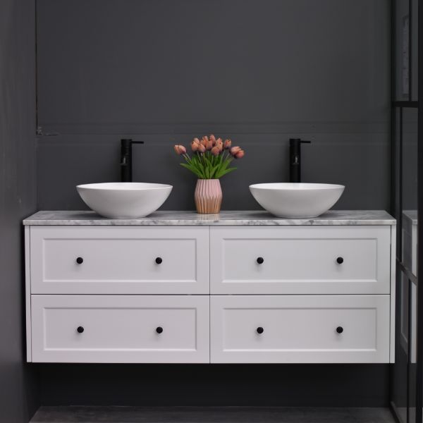 Lily Wall Hung 1500mmHampton Shaker Style Double Basin Bathroom Vanity