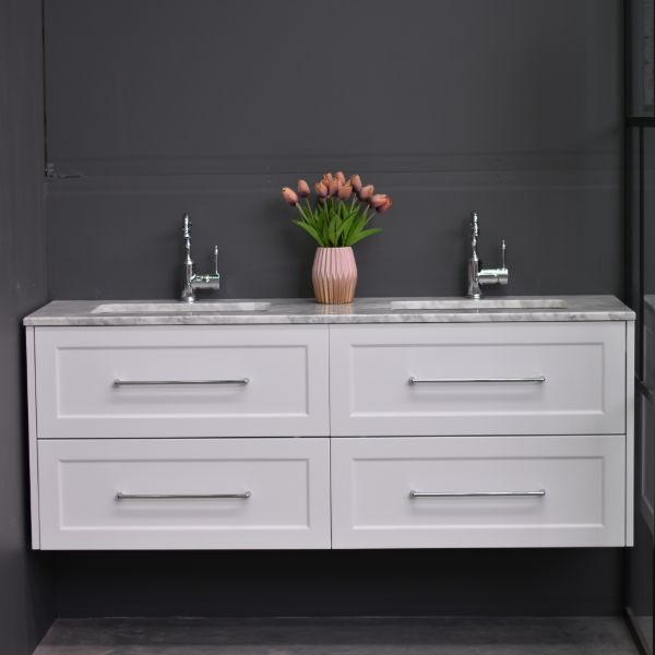 Lily Wall Hung 1500mmHampton Shaker Style Double Basin Bathroom Vanity