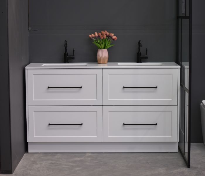 Lily 1500mm Hampton Shaker Style Freestanding Double Basin Bathroom Vanity
