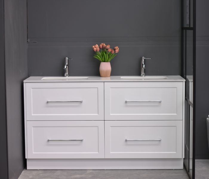 Lily 1500mm Hampton Shaker Style Freestanding Double Basin Bathroom Vanity