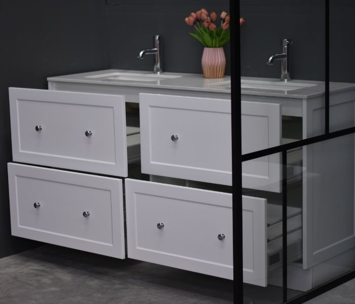 Lily 1500mm Hampton Shaker Style Freestanding Double Basin Bathroom Vanity