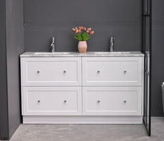 Lily 1500mm Hampton Shaker Style Freestanding Double Basin Bathroom Vanity