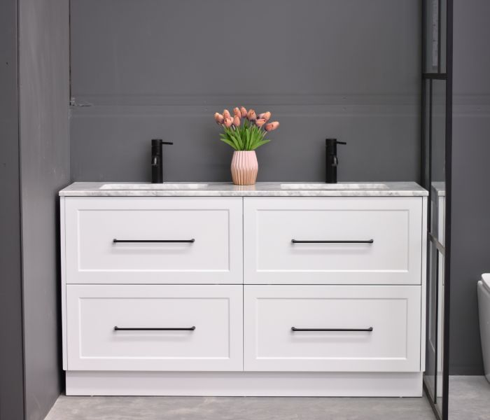 Lily 1500mm Hampton Shaker Style Freestanding Double Basin Bathroom Vanity