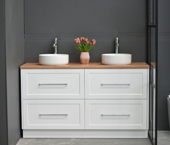 Lily 1500mm Hampton Shaker Style Freestanding Double Basin Bathroom Vanity