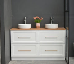 Lily 1500mm Hampton Shaker Style Freestanding Double Basin Bathroom Vanity