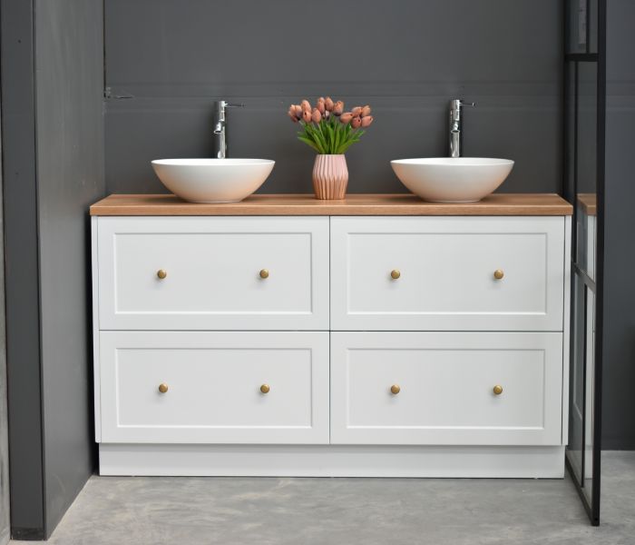 Lily 1500mm Hampton Shaker Style Freestanding Double Basin Bathroom Vanity