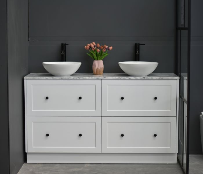 Lily 1500mm Hampton Shaker Style Freestanding Double Basin Bathroom Vanity