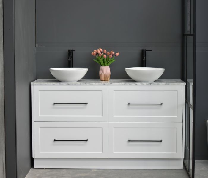 Lily 1500mm Hampton Shaker Style Freestanding Double Basin Bathroom Vanity