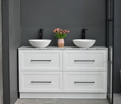 Lily 1500mm Hampton Shaker Style Freestanding Double Basin Bathroom Vanity