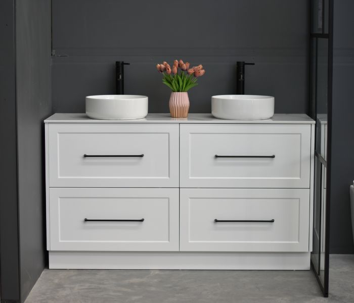 Lily 1500mm Hampton Shaker Style Freestanding Double Basin Bathroom Vanity