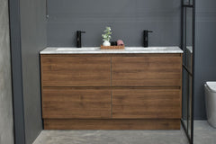 MEL 1500MM FREESTANDING MELAMINE TIMBER LOOK MODERN BATHROOM VANITY (FREE DELIVERY UNAVAILABLE ON CLEARANCE ITEMS)