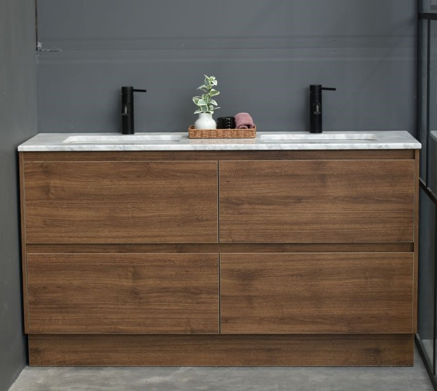 MEL 1500MM FREESTANDING MELAMINE TIMBER LOOK MODERN BATHROOM VANITY (FREE DELIVERY UNAVAILABLE ON CLEARANCE ITEMS)