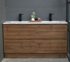 MEL 1500MM FREESTANDING MELAMINE TIMBER LOOK MODERN BATHROOM VANITY (FREE DELIVERY UNAVAILABLE ON CLEARANCE ITEMS)
