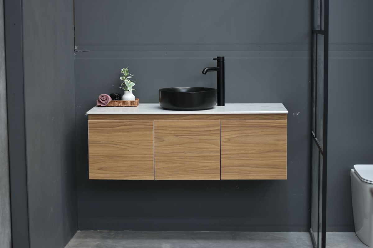 MALOO  SALE- 1200mm Timber Look Wall Hung Bathroom Vanity- (FREE DELIVERY UNAVAILABLE ON CLEARANCE ITEMS)