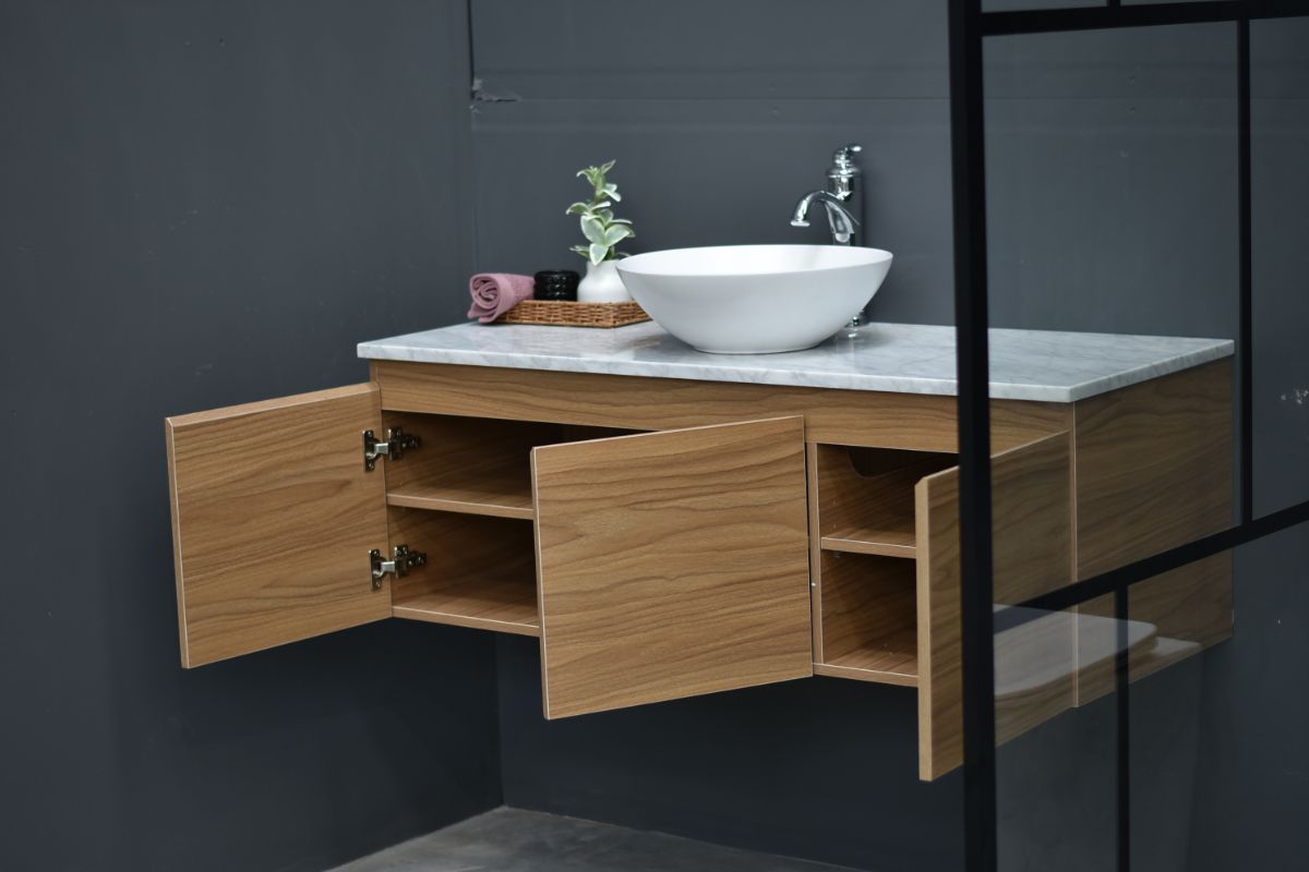 MALOO  SALE- 1200mm Timber Look Wall Hung Bathroom Vanity- (FREE DELIVERY UNAVAILABLE ON CLEARANCE ITEMS)