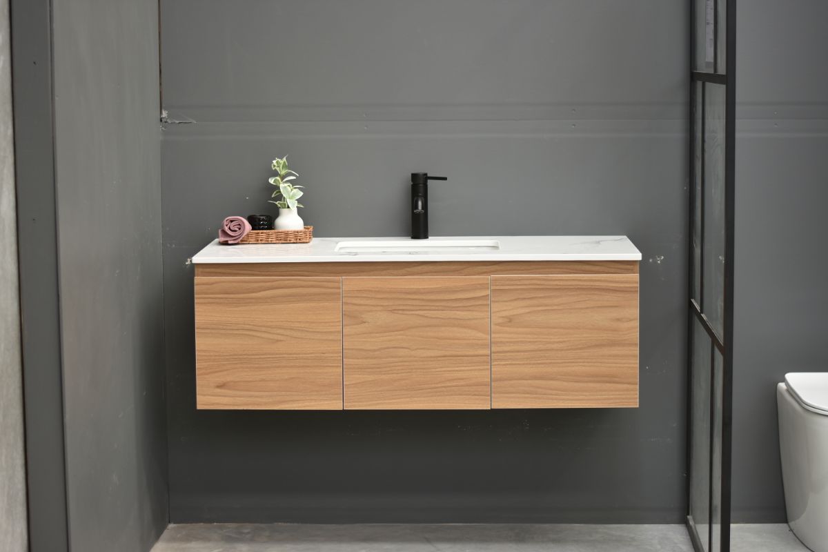 MALOO  SALE- 1200mm Timber Look Wall Hung Bathroom Vanity- (FREE DELIVERY UNAVAILABLE ON CLEARANCE ITEMS)