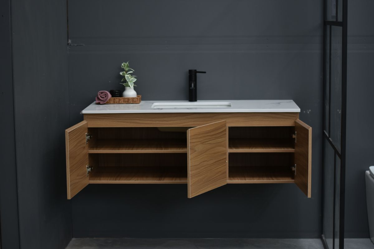 MALOO  SALE- 1200mm Timber Look Wall Hung Bathroom Vanity- (FREE DELIVERY UNAVAILABLE ON CLEARANCE ITEMS)