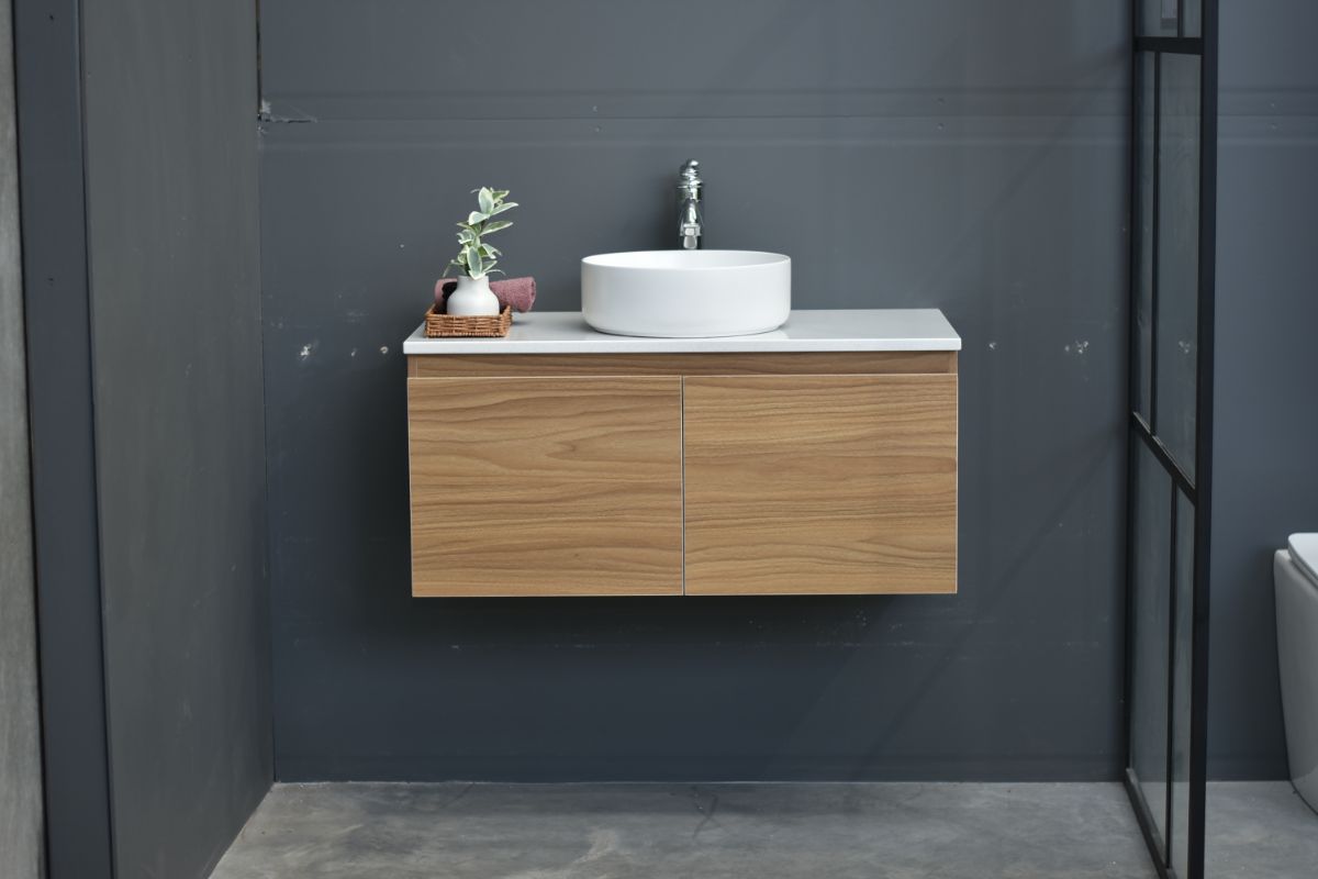 MALOO Sale 900mm Timber Look Wall Hung Bathroom Vanity (FREE DELIVERY UNAVAILABLE ON CLEARANCE ITEMS)