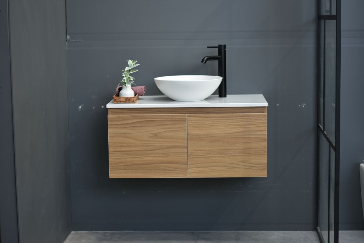 MALOO Sale 900mm Timber Look Wall Hung Bathroom Vanity (FREE DELIVERY UNAVAILABLE ON CLEARANCE ITEMS)