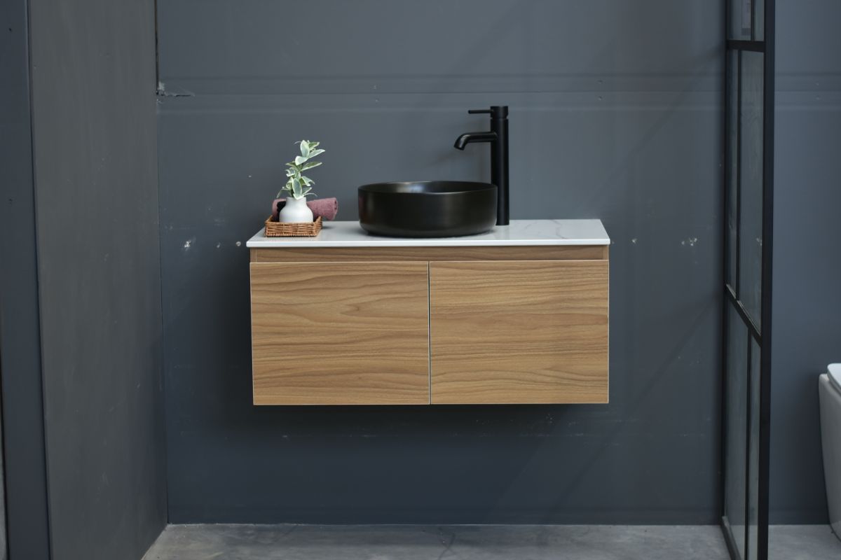 MALOO Sale 900mm Timber Look Wall Hung Bathroom Vanity (FREE DELIVERY UNAVAILABLE ON CLEARANCE ITEMS)