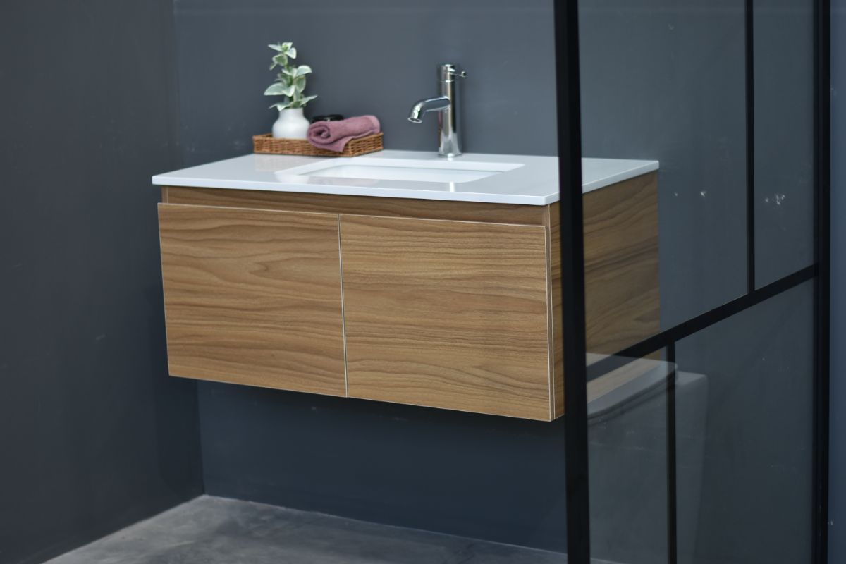 MALOO Sale 900mm Timber Look Wall Hung Bathroom Vanity (FREE DELIVERY UNAVAILABLE ON CLEARANCE ITEMS)