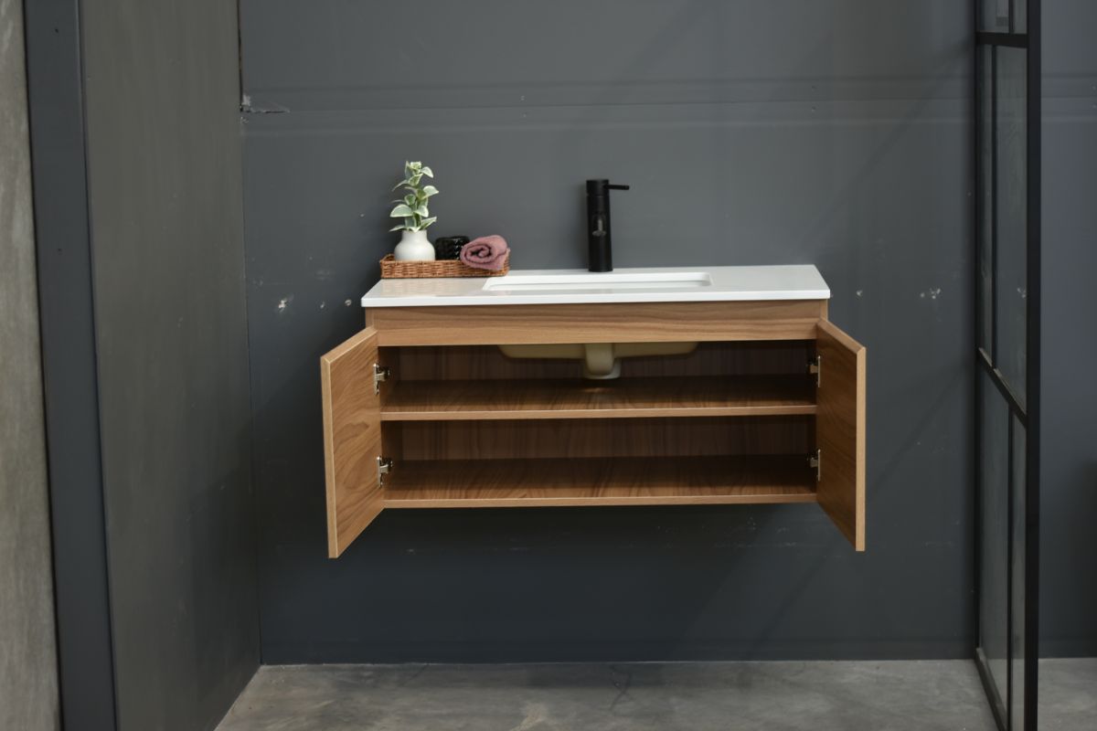 MALOO Sale 900mm Timber Look Wall Hung Bathroom Vanity (FREE DELIVERY UNAVAILABLE ON CLEARANCE ITEMS)